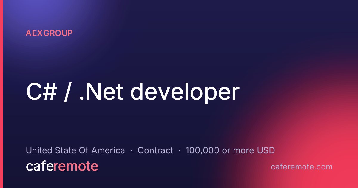 C# / .Net developer at AEXGroup — remote job on CafeRemote