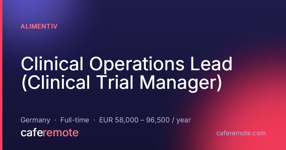 Clinical Operations Lead (Clinical Trial Manager) at Alimentiv — remote job on CafeRemote
