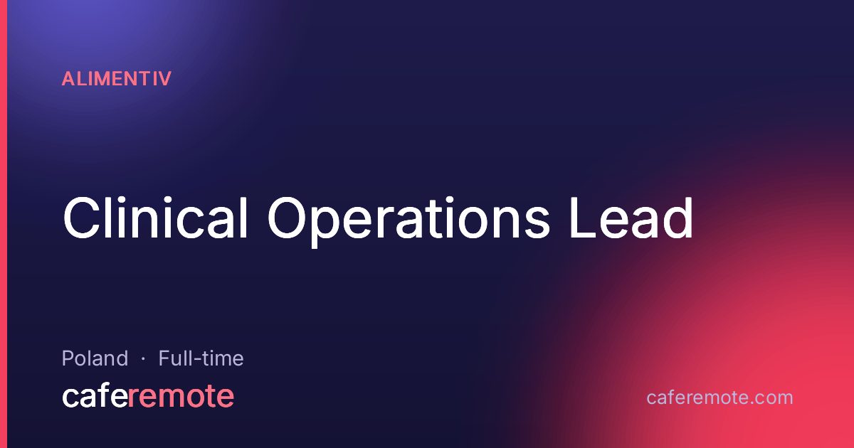 Clinical Operations Lead at Alimentiv — remote job on CafeRemote