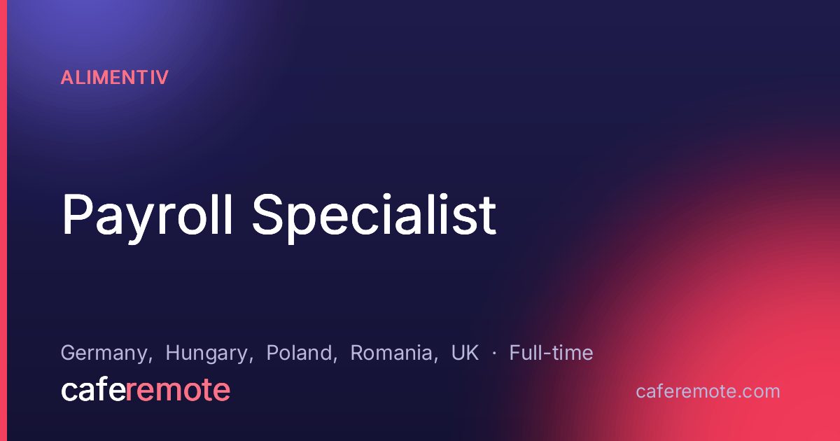 Payroll Specialist at Alimentiv — remote job on CafeRemote
