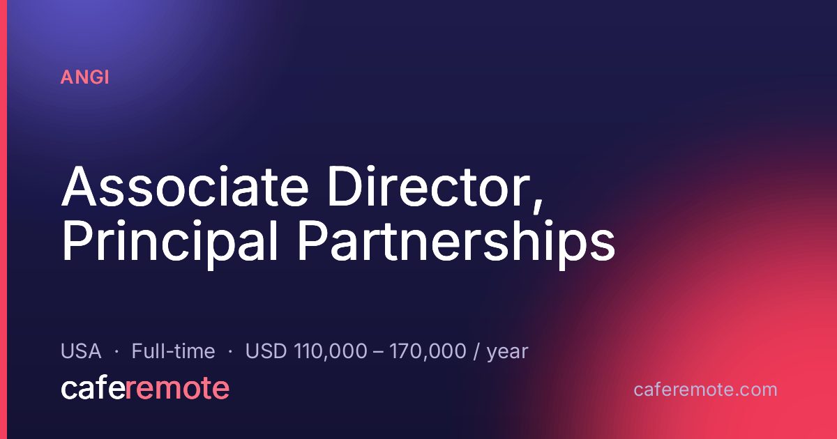 Associate Director, Principal Partnerships at ANGI — remote job on CafeRemote
