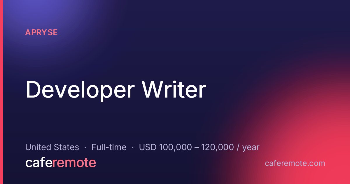 Developer Writer at Apryse — remote job on CafeRemote