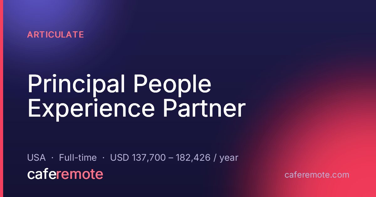 Principal People Experience Partner at Articulate — remote job on CafeRemote