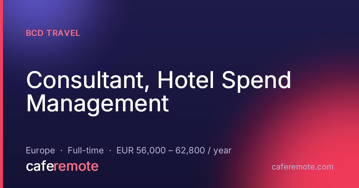 Consultant, Hotel Spend Management at BCD Travel — remote job on CafeRemote