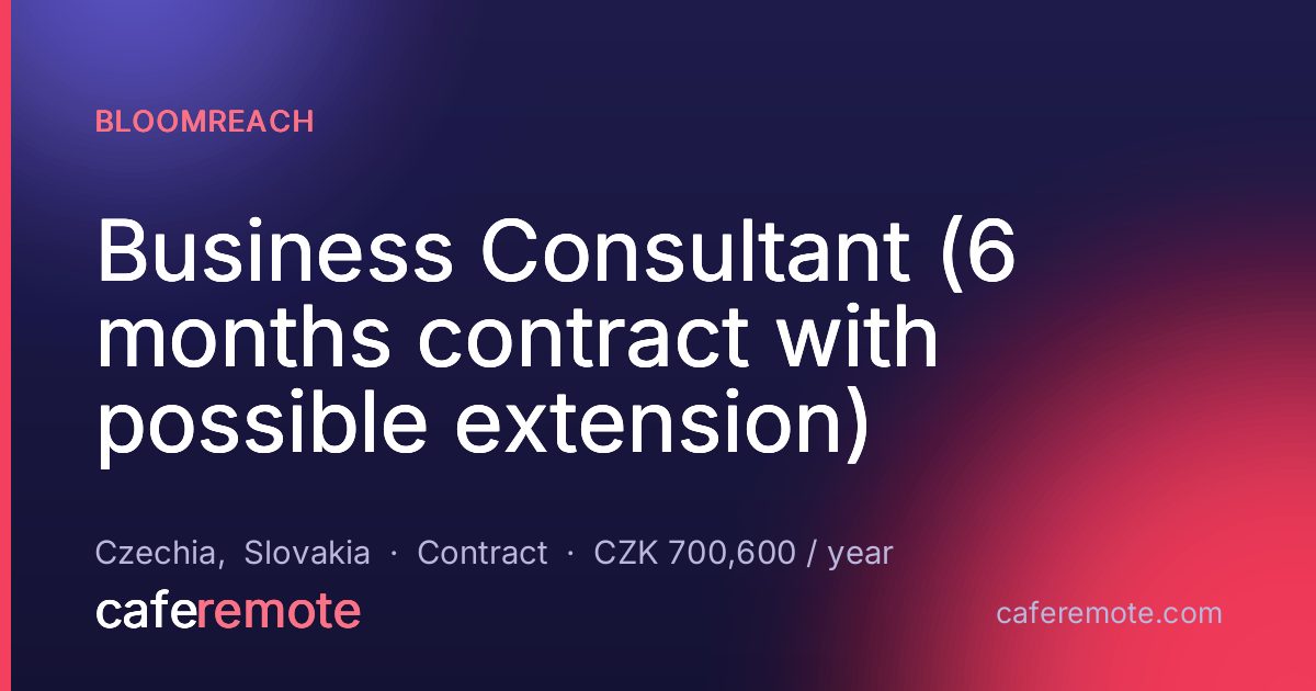 Business Consultant (6 months contract with possible extension) at Bloomreach — remote job on CafeRemote
