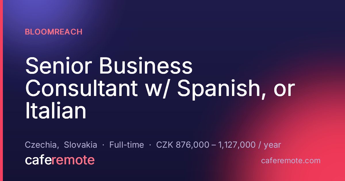 Senior Business Consultant w/ Spanish, or Italian at Bloomreach — remote job on CafeRemote