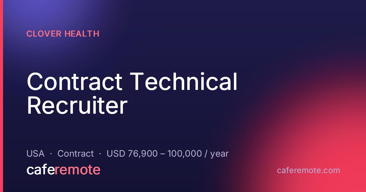Contract Technical Recruiter at Clover Health — remote job on CafeRemote