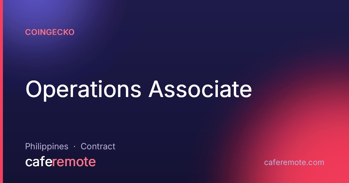 Operations Associate at CoinGecko — remote job on CafeRemote