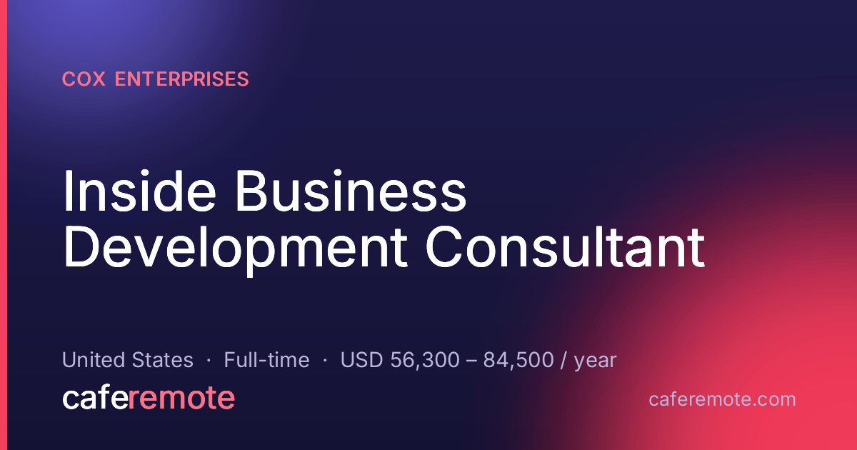 Inside Business Development Consultant at Cox Enterprises — remote job on CafeRemote