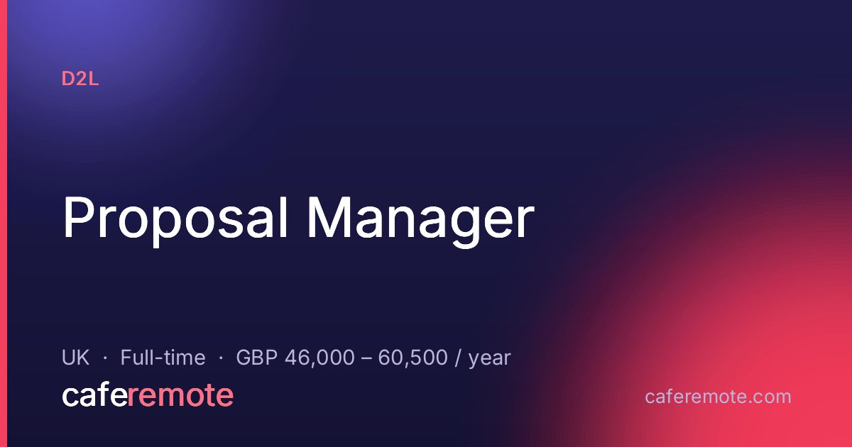 Proposal Manager at D2L — remote job on CafeRemote