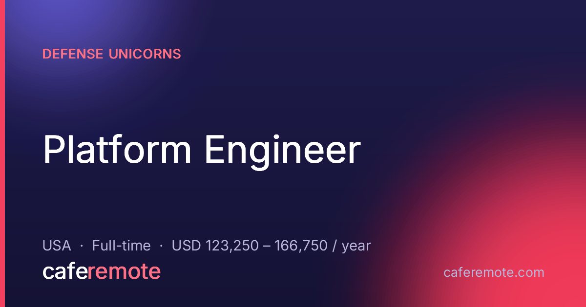 Platform Engineer at Defense Unicorns — remote job on CafeRemote