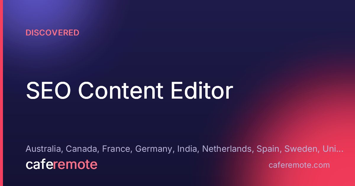 SEO Content Editor at Discovered — remote job on CafeRemote