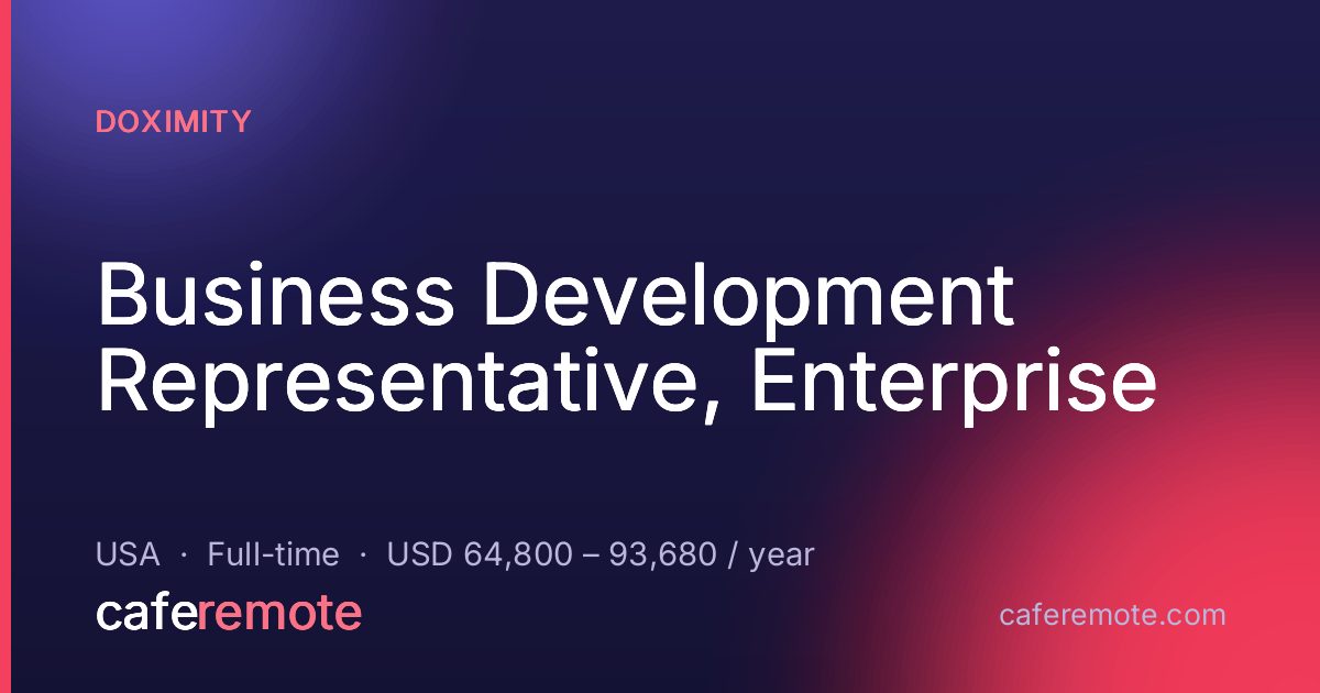 Business Development Representative, Enterprise at Doximity — remote job on CafeRemote
