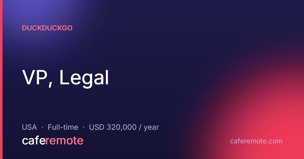 VP, Legal at DuckDuckGo — remote job on CafeRemote