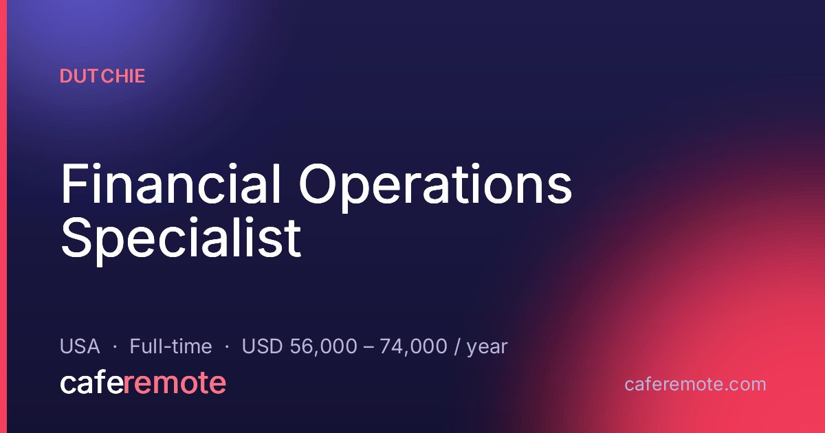 Financial Operations Specialist at Dutchie — remote job on CafeRemote