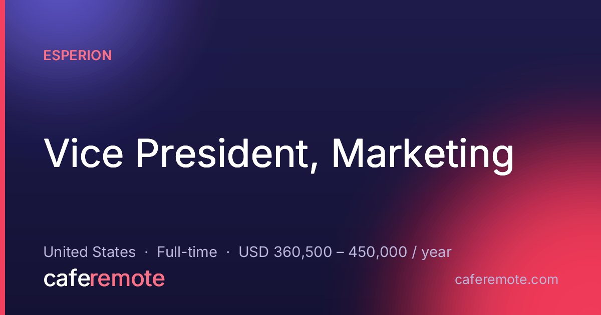Vice President, Marketing at Esperion — remote job on CafeRemote