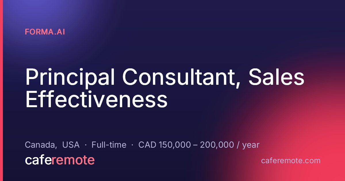 Principal Consultant, Sales Effectiveness at Forma.ai — remote job on CafeRemote