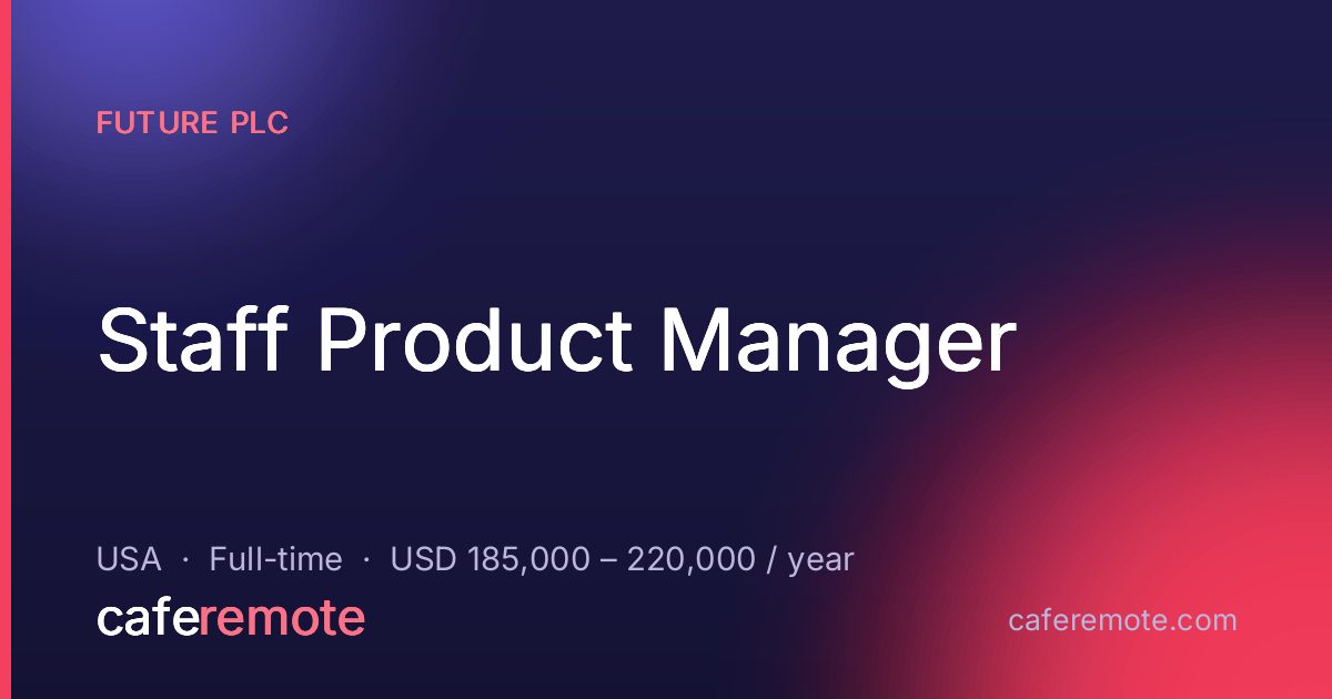Staff Product Manager at Future PLC — remote job on CafeRemote