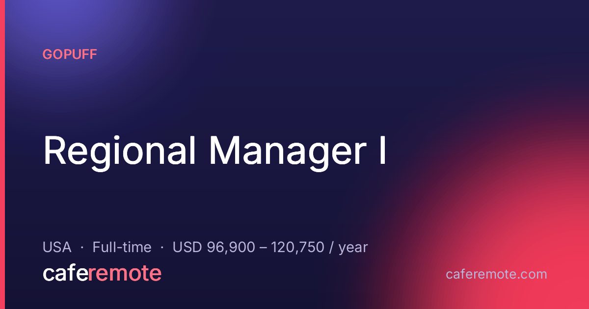 Regional Manager I at Gopuff — remote job on CafeRemote