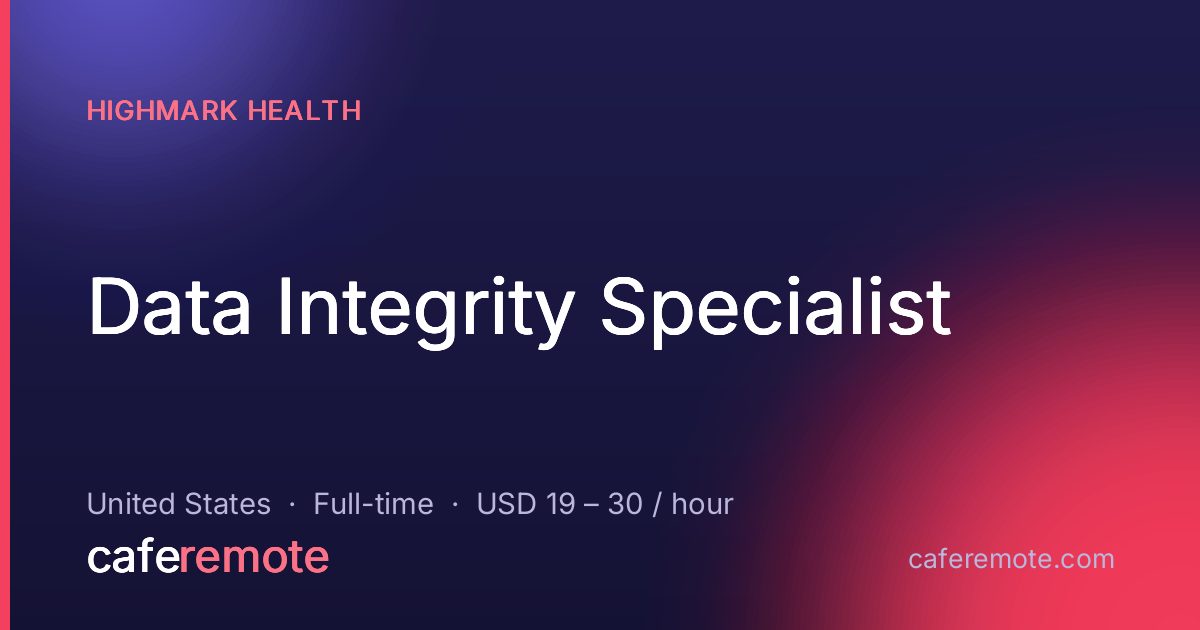 Data Integrity Specialist at Highmark Health — remote job on CafeRemote