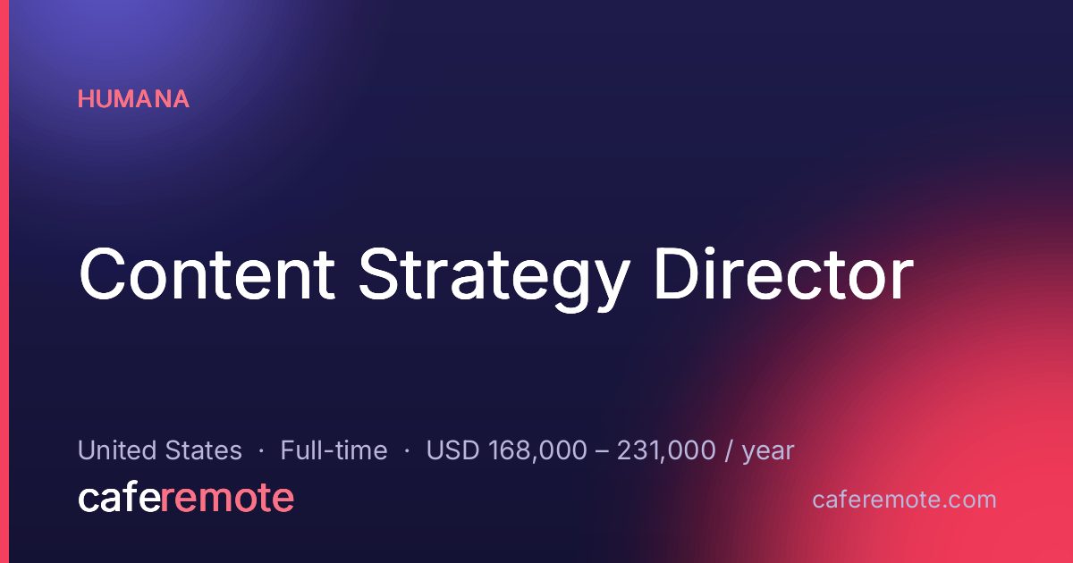 Content Strategy Director at Humana — remote job on CafeRemote