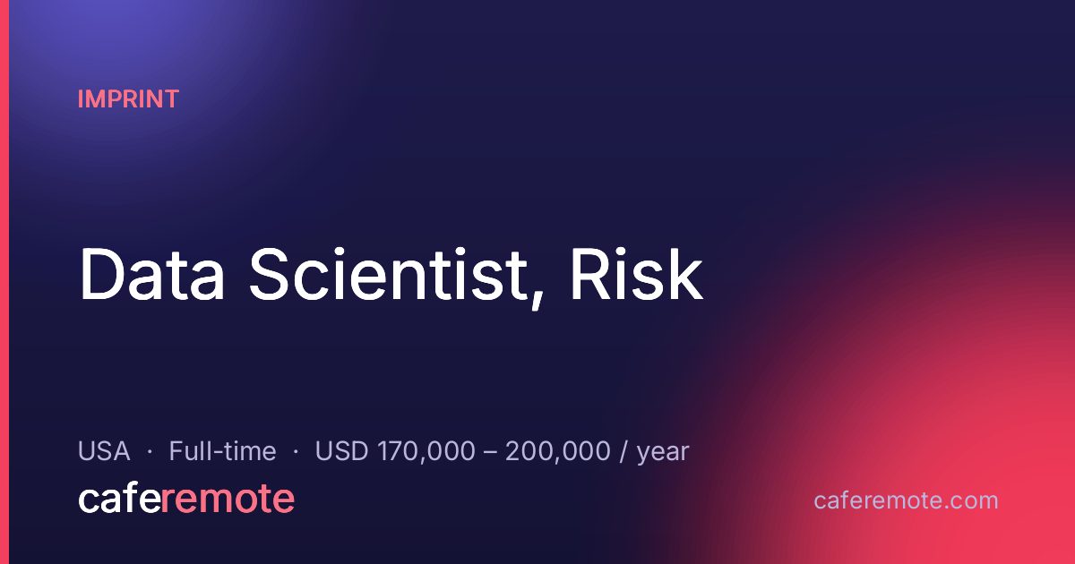 Data Scientist, Risk at Imprint — remote job on CafeRemote