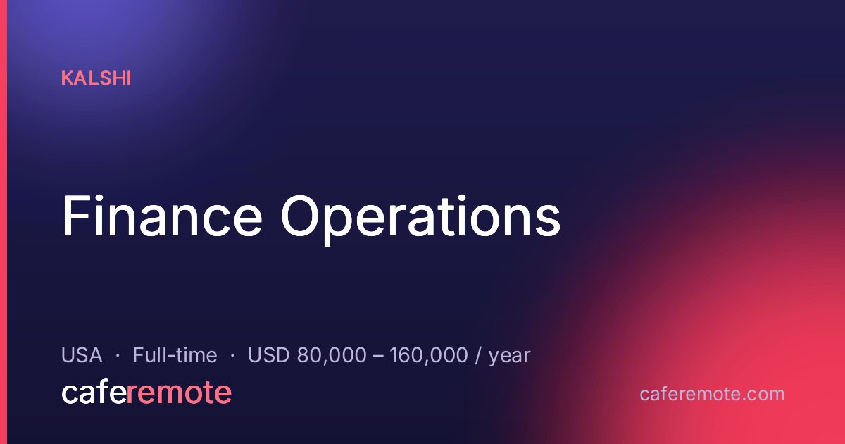 Finance Operations at Kalshi — remote job on CafeRemote