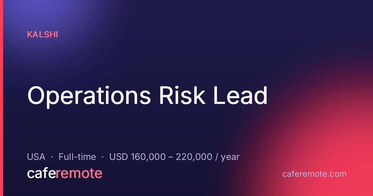 Operations Risk Lead at Kalshi — remote job on CafeRemote