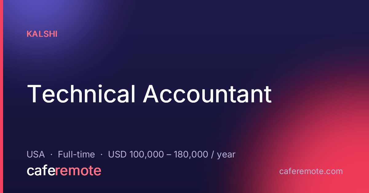 Technical Accountant at Kalshi — remote job on CafeRemote