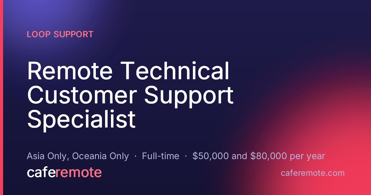 Remote Technical Customer Support Specialist at Loop Support — remote job on CafeRemote