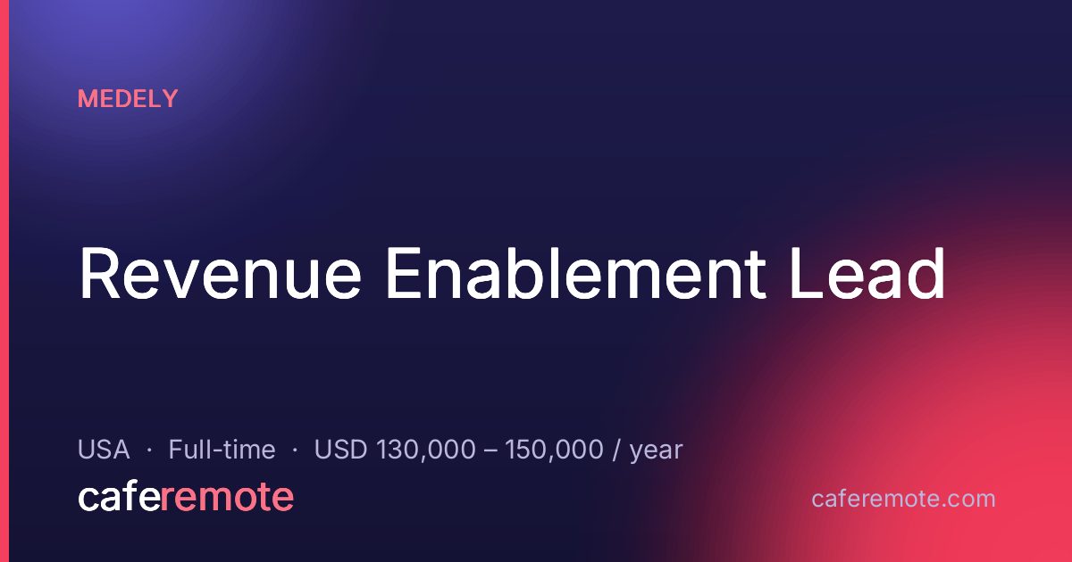Revenue Enablement Lead at Medely — remote job on CafeRemote