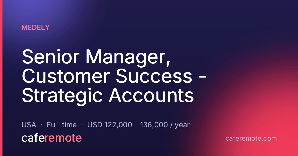 Senior Manager, Customer Success - Strategic Accounts at Medely — remote job on CafeRemote