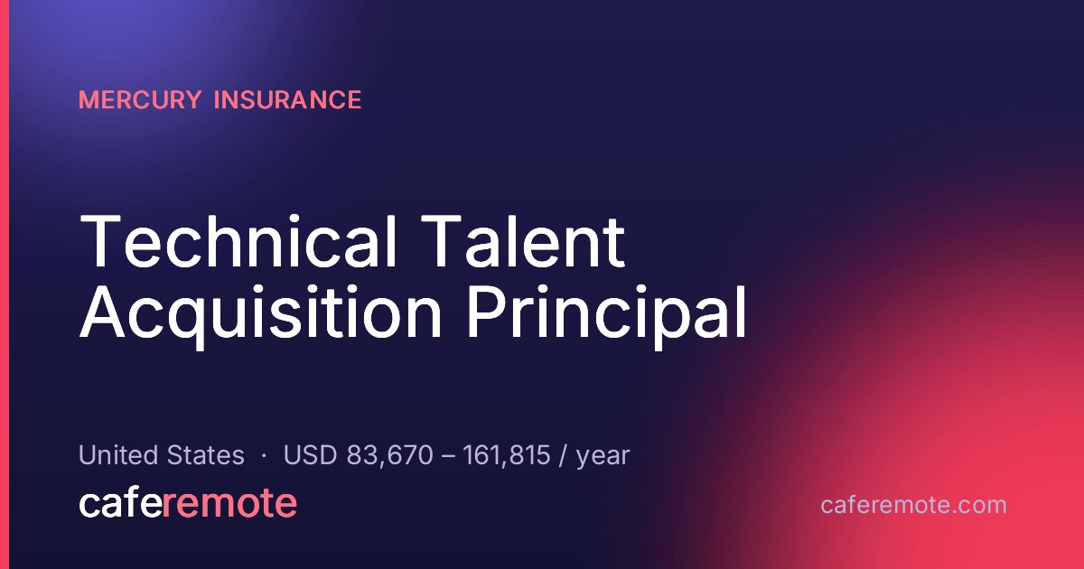 Technical Talent Acquisition Principal at Mercury Insurance — remote job on CafeRemote