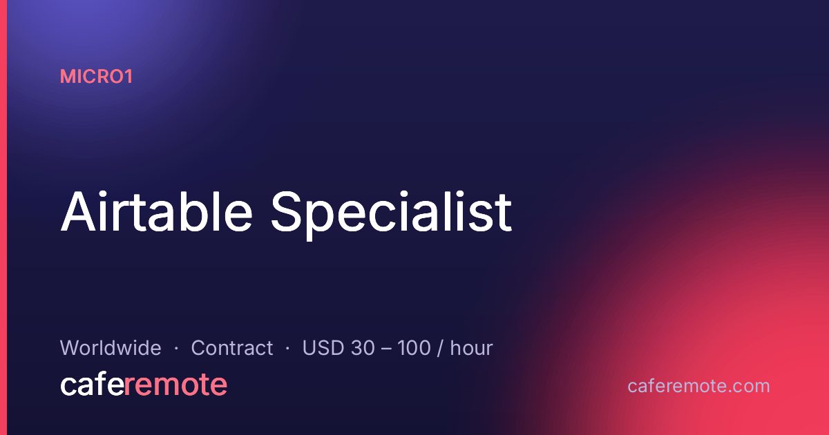Airtable Specialist at micro1 — remote job on CafeRemote