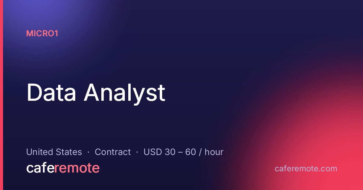 Data Analyst at micro1 — remote job on CafeRemote