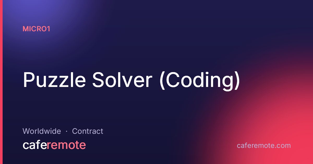 Puzzle Solver (Coding) at micro1 — remote job on CafeRemote