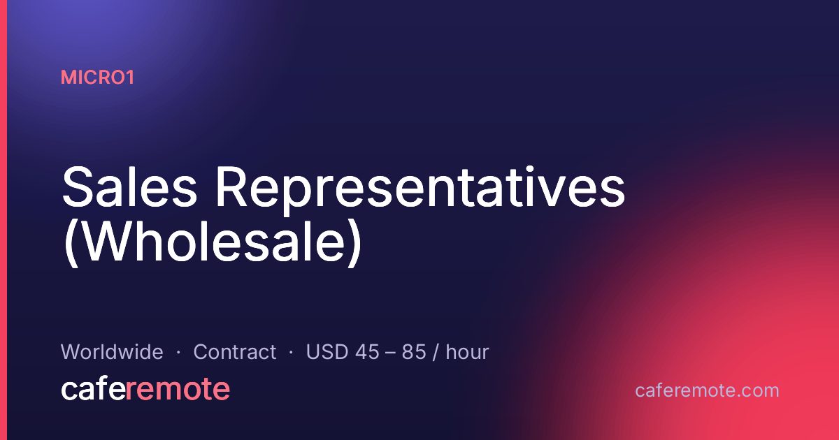 Sales Representatives (Wholesale) at micro1 — remote job on CafeRemote