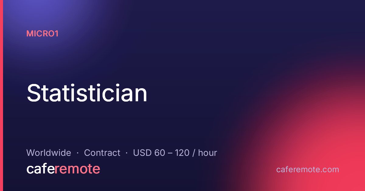 Statistician at micro1 — remote job on CafeRemote