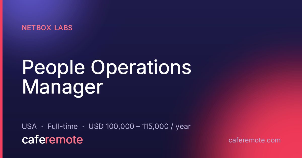 People Operations Manager at NetBox Labs — remote job on CafeRemote