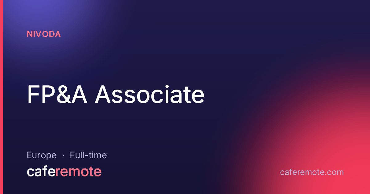 FP&A Associate at Nivoda — remote job on CafeRemote