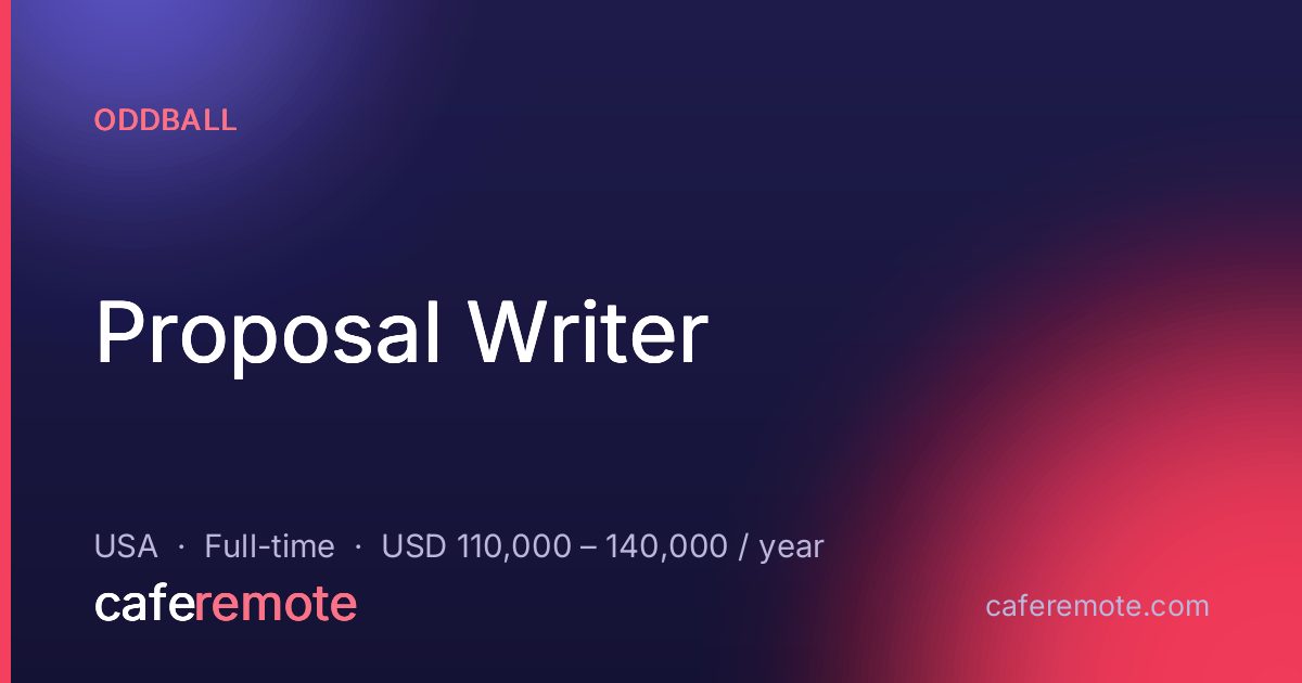 Proposal Writer at Oddball — remote job on CafeRemote
