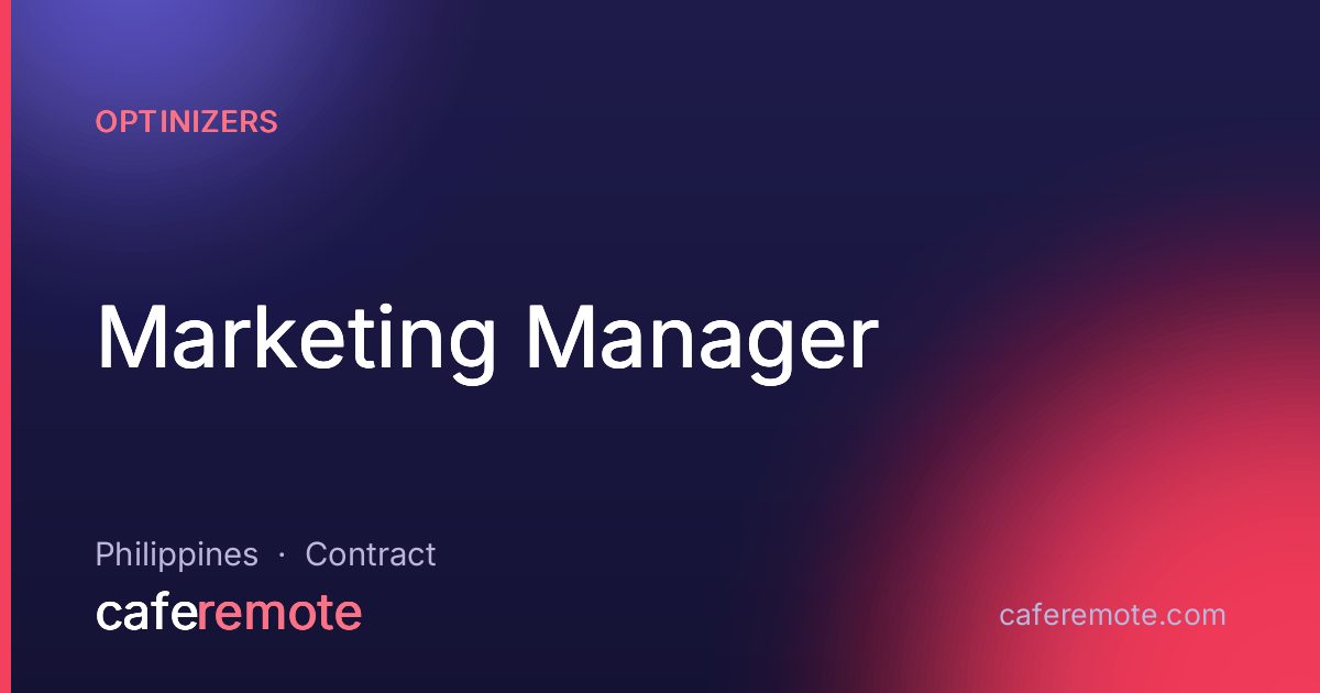 Marketing Manager at OptiNizers — remote job on CafeRemote