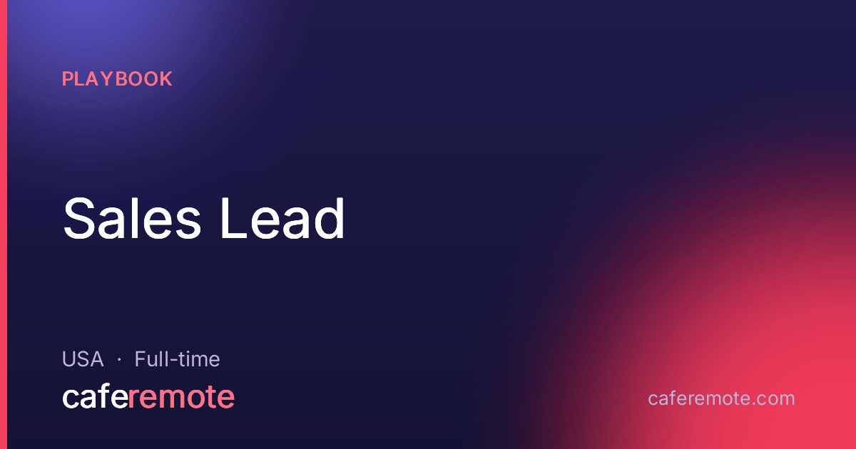 Sales Lead at Playbook — remote job on CafeRemote