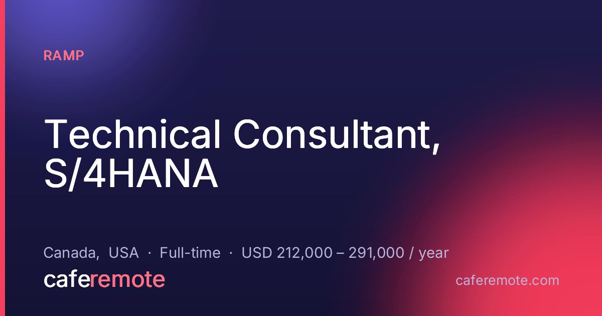 Technical Consultant, S/4HANA at Ramp — remote job on CafeRemote