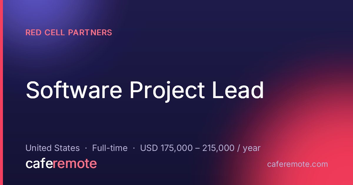 Software Project Lead at Red Cell Partners — remote job on CafeRemote
