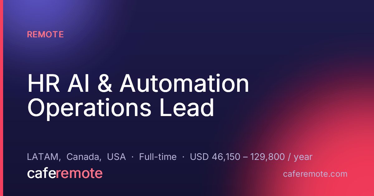 HR AI & Automation Operations Lead at Remote — remote job on CafeRemote