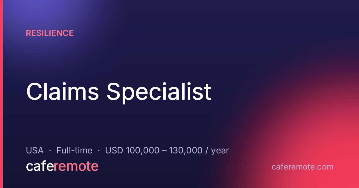 Claims Specialist at Resilience — remote job on CafeRemote
