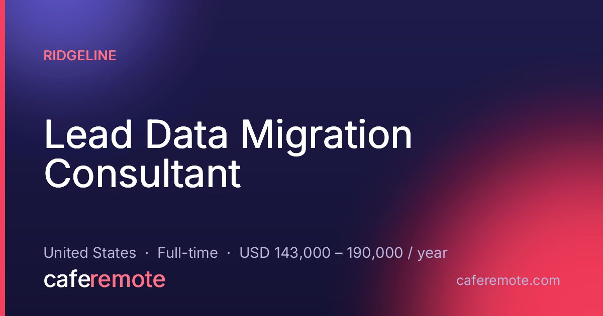 Lead Data Migration Consultant at Ridgeline — remote job on CafeRemote