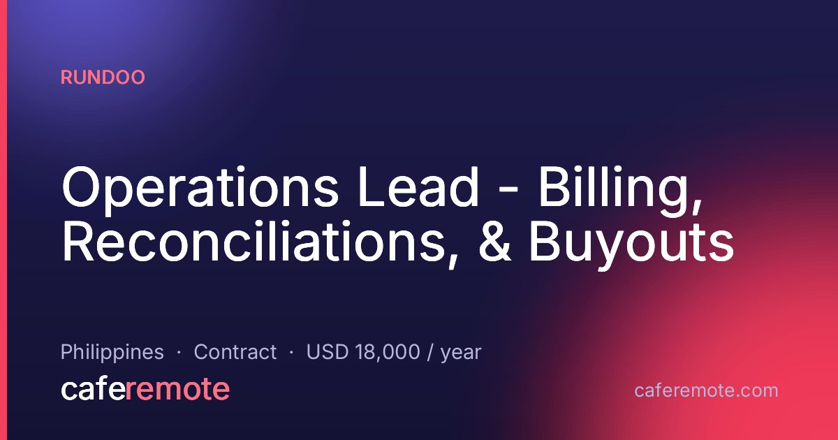 Operations Lead - Billing, Reconciliations, & Buyouts at Rundoo — remote job on CafeRemote