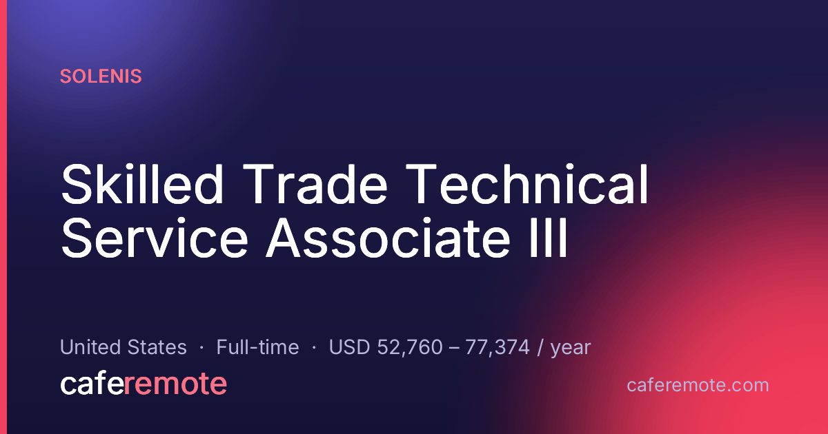 Skilled Trade Technical Service Associate III at Solenis — remote job on CafeRemote